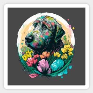 Irish Wolfhound Easter Egg Spring Floral Paint Splatter Dog Lover Art Sticker